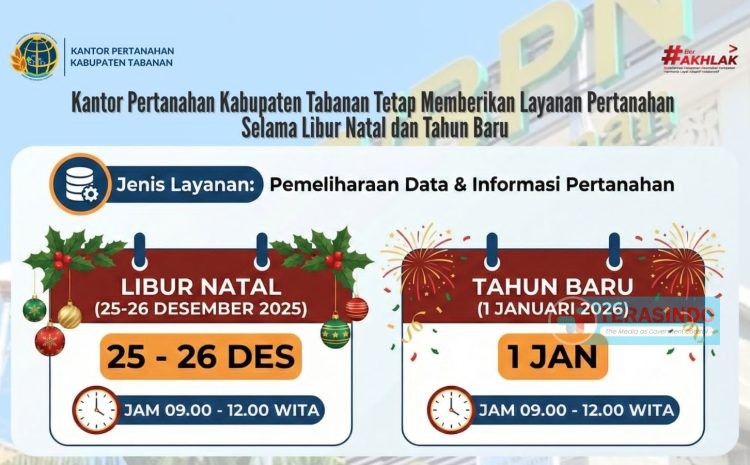  Kantor Pertanahan Kabupaten Tabanan Tetap Memberikan Layanan Pertanahan Selama Libur Natal dan Tahun Baru