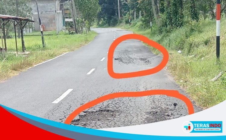 Jalan Raya Kecamatan Rubaru Sumenep Amblas Dan Terkelupas